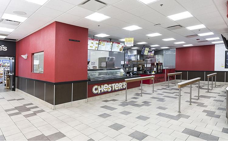 Food counter at the Love's Travel Stop in Madera, CA.