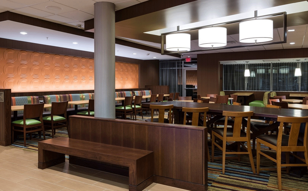 Dining area in the Love's Hospitality-Fairfield Inn hotel in Van, TX.