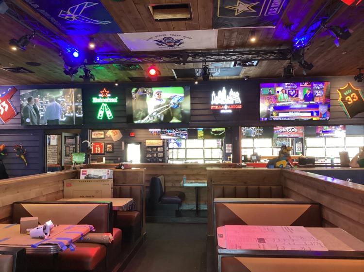 Booth seating at Bubba's 33 restaurant in Buford, GA.