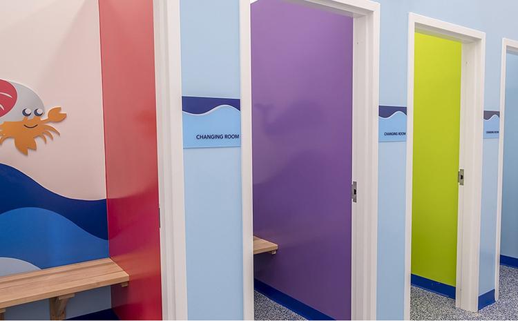 Changing rooms at Safe Splash.