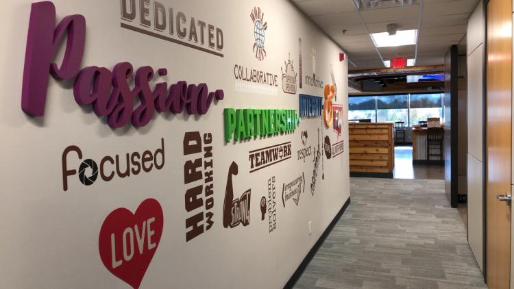 Corridor inside the Texas Roadhouse Support Center in Louisville, KY.