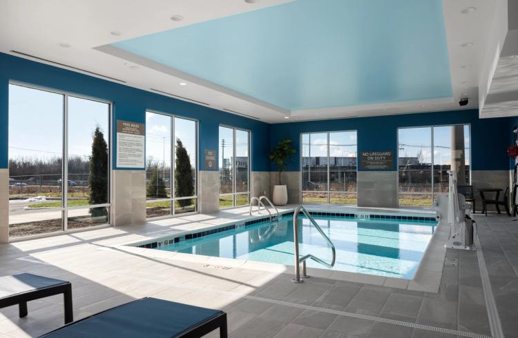 Indoor pool in Hampton Inn and Suites in Louisville, KY.