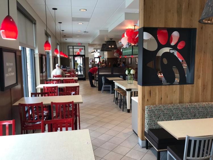 Dining room at Chick-fil-A in Houma, LA.