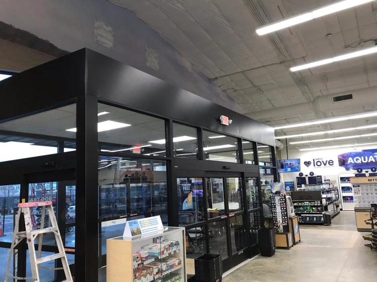 Interior of front door entrance to Petco pet store, located in Mount Sterling, KY.