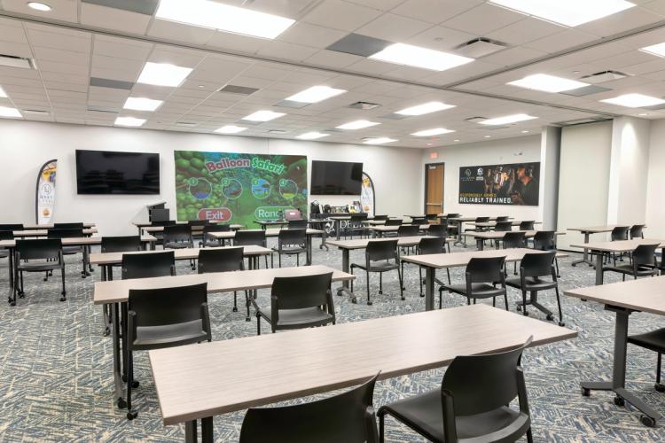 Firearms training classroom at Next Level Ranges.