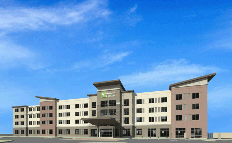 Design of the exterior of the Holiday Inn Express hotel in Chino Hills, CA.