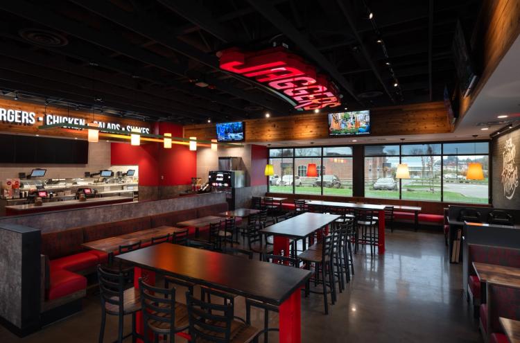 Dining area inside of the Jaggers restaurant in Jeffersonville, IN.