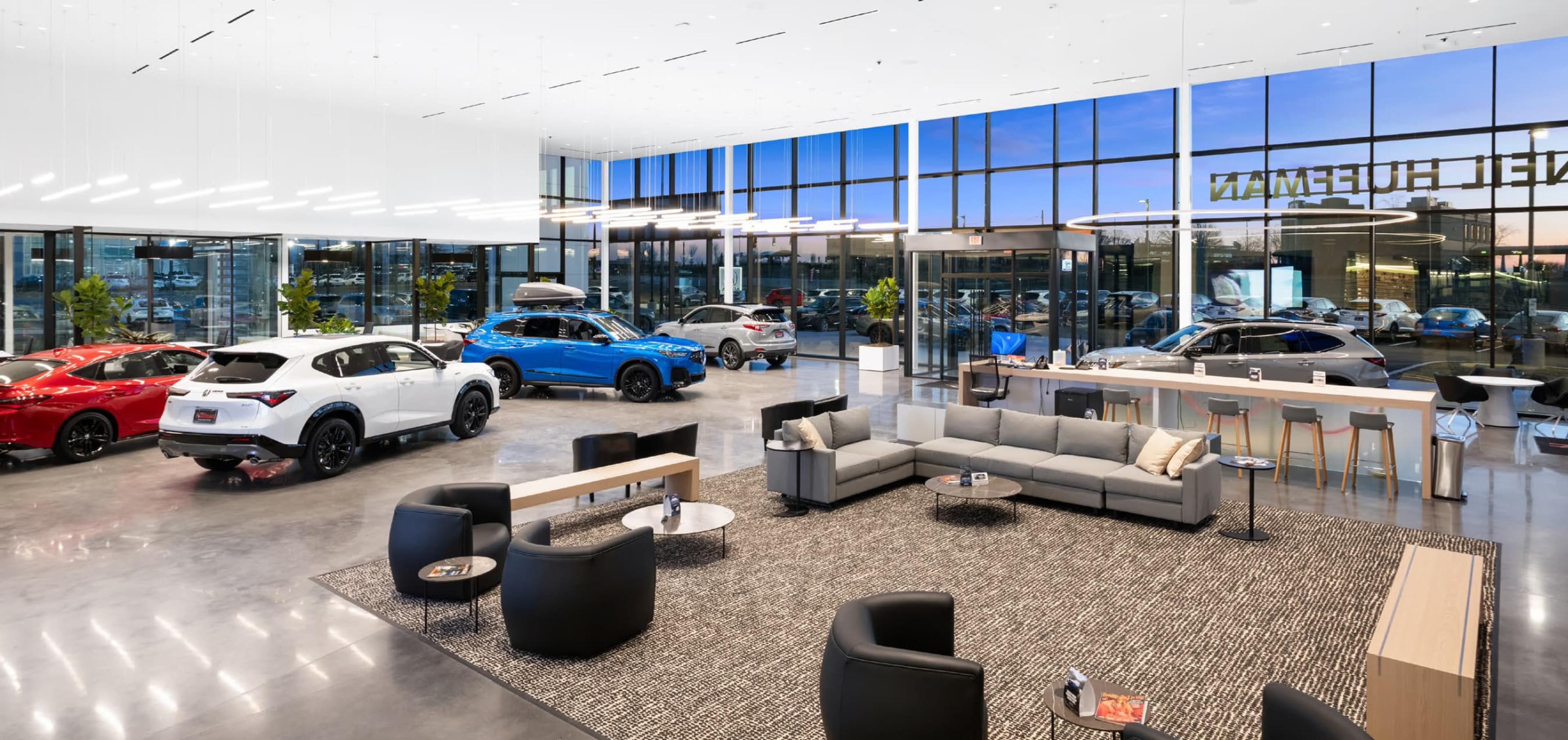 Showroom of a Neil Huffman Acura dealership