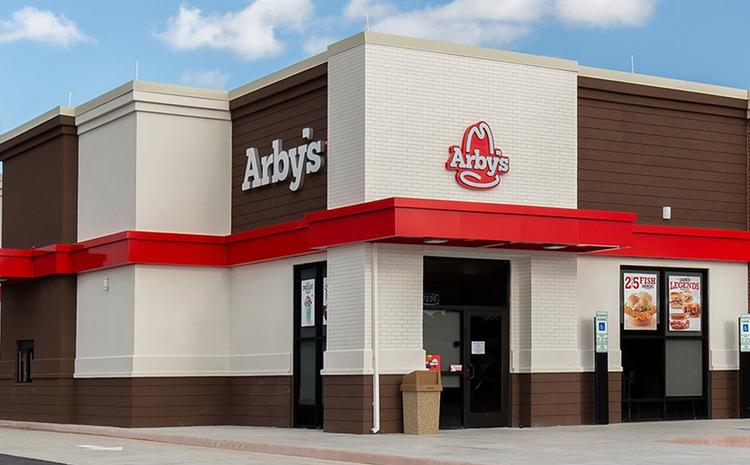 Exterior view of the Arby's at the Love's Travel Stop and Country Store in Prince George, VA.