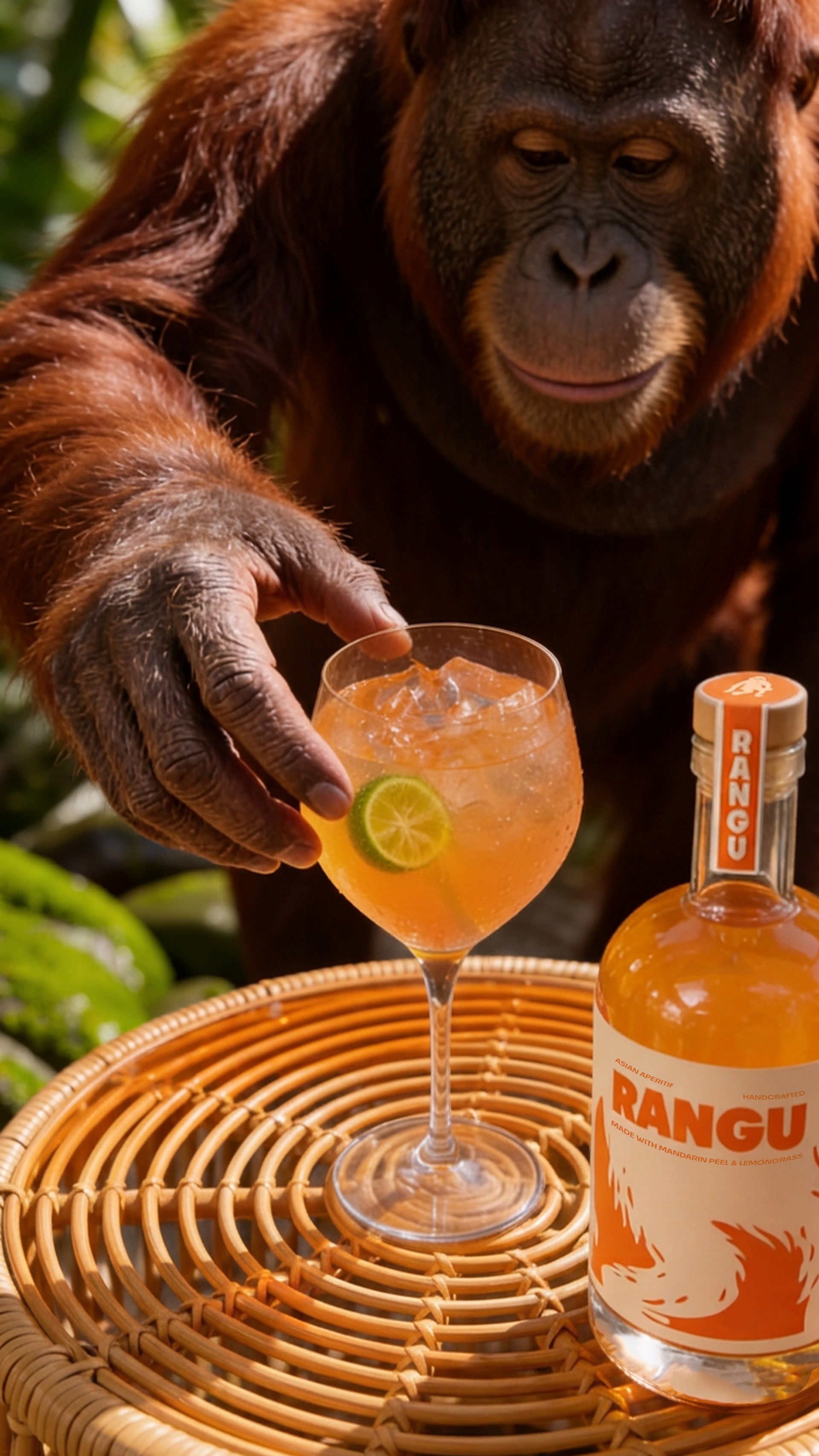Rangu reaching for a drink
