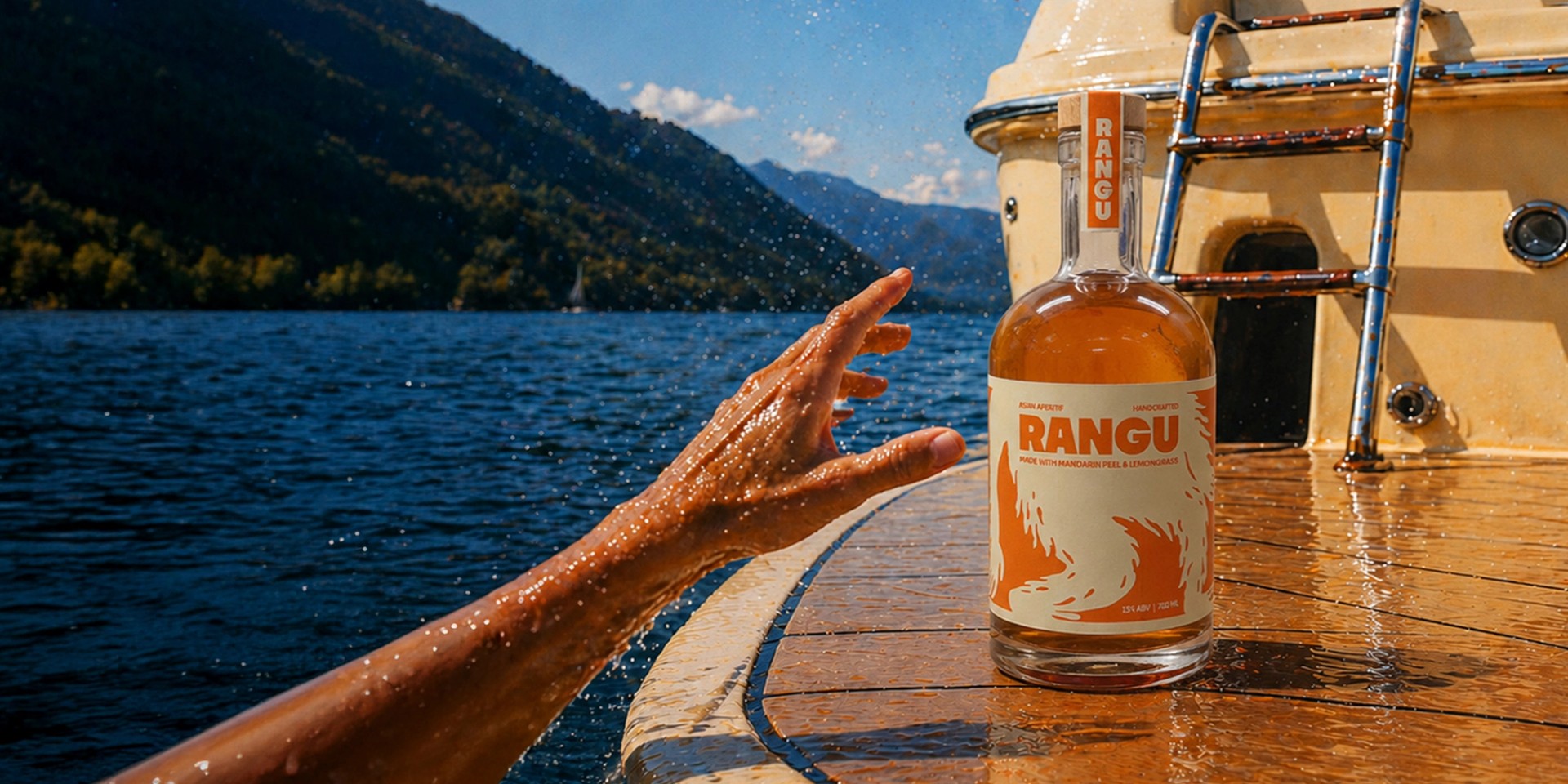 Rangu bottle aboard a boat by the sea in daylight