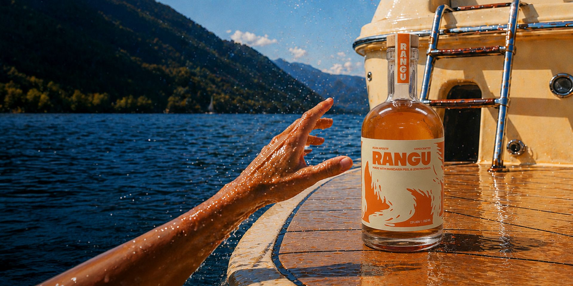 Rangu bottle aboard a boat by the sea in daylight