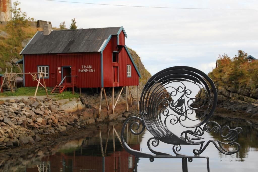 Sculpture made by the smithy of "Moskstraumen" - know as the Lofoten maelstrom 