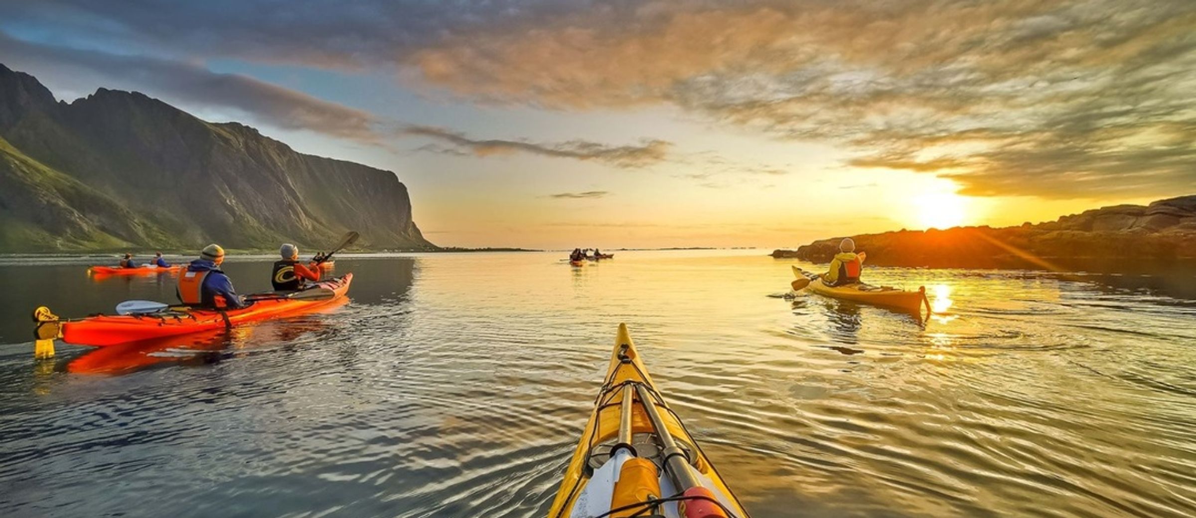 Kayaking under the midnight sun