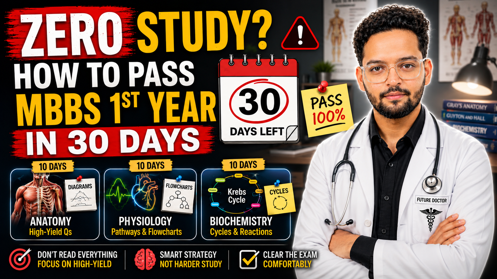 Zero Study? How to Pass MBBS 1st Year University Exams in 30 Days
