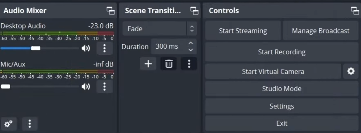 OBS - Sekcja Controls