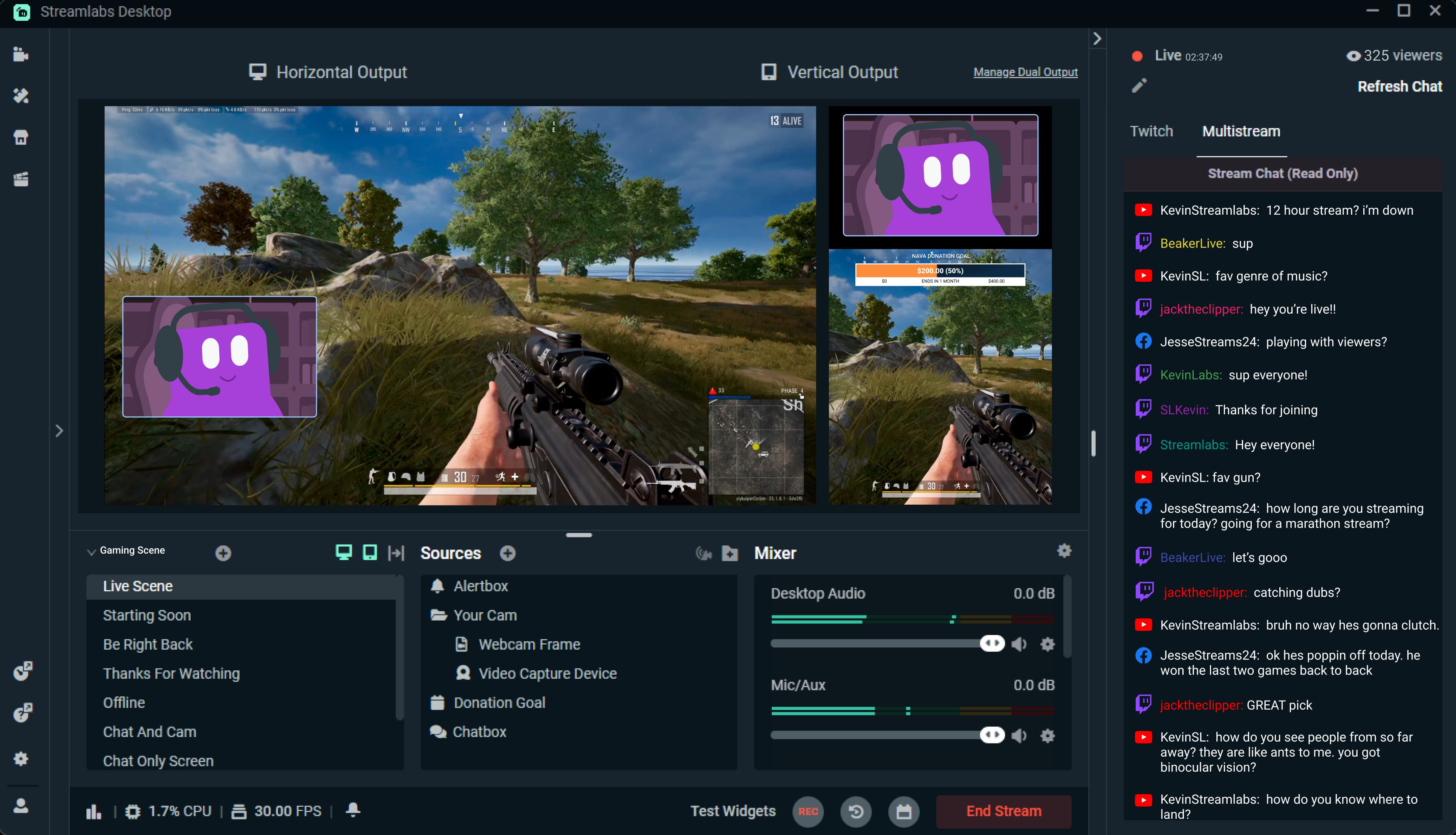 StreamLabs Dashboard