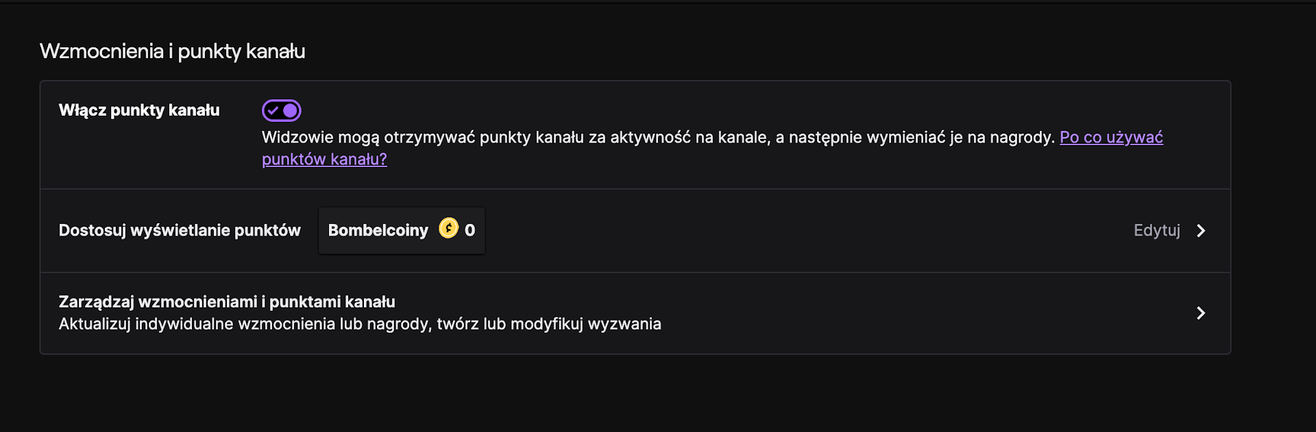 Włącz punkty kanału Twitch