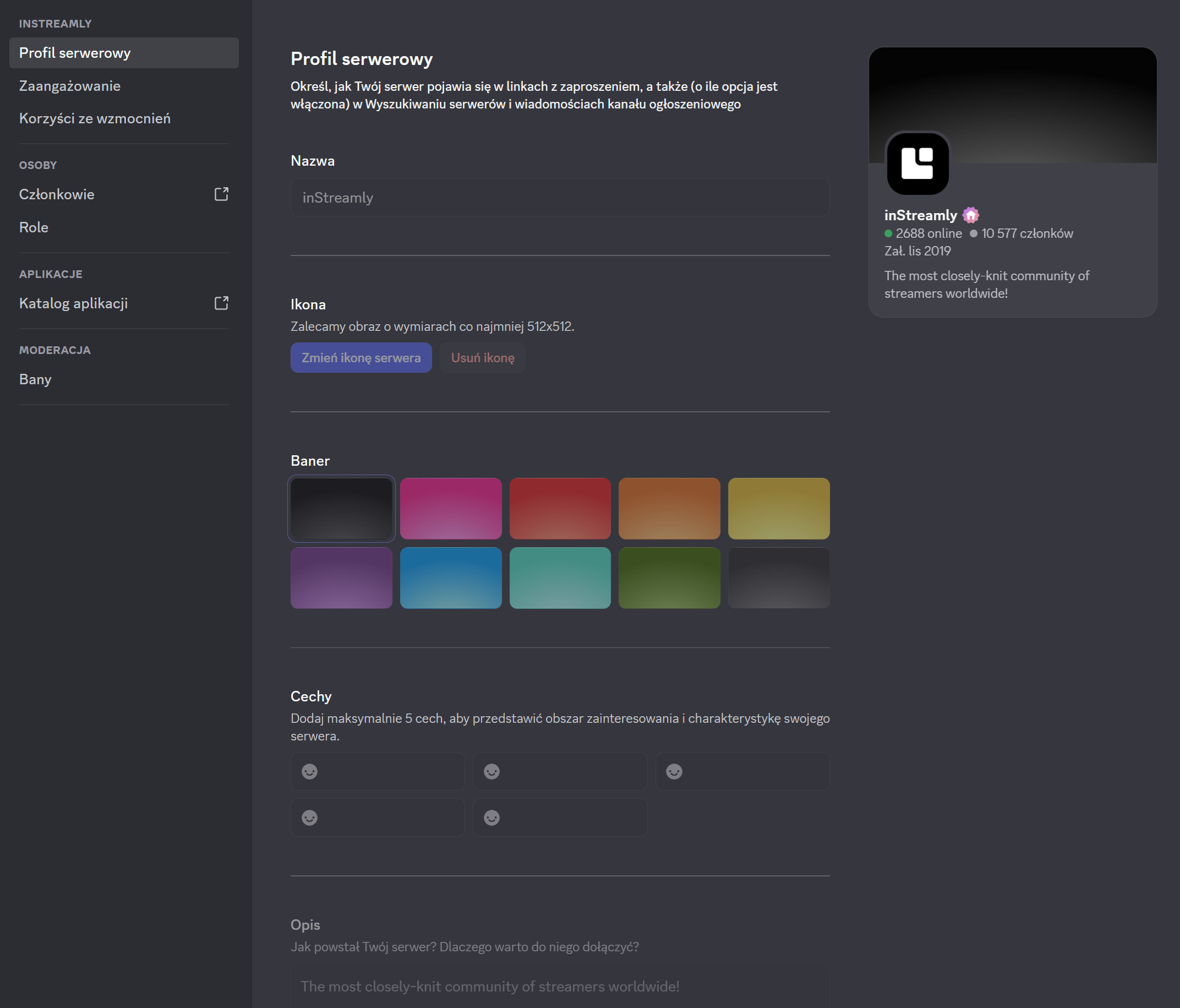 Discord Ustawienia serwera