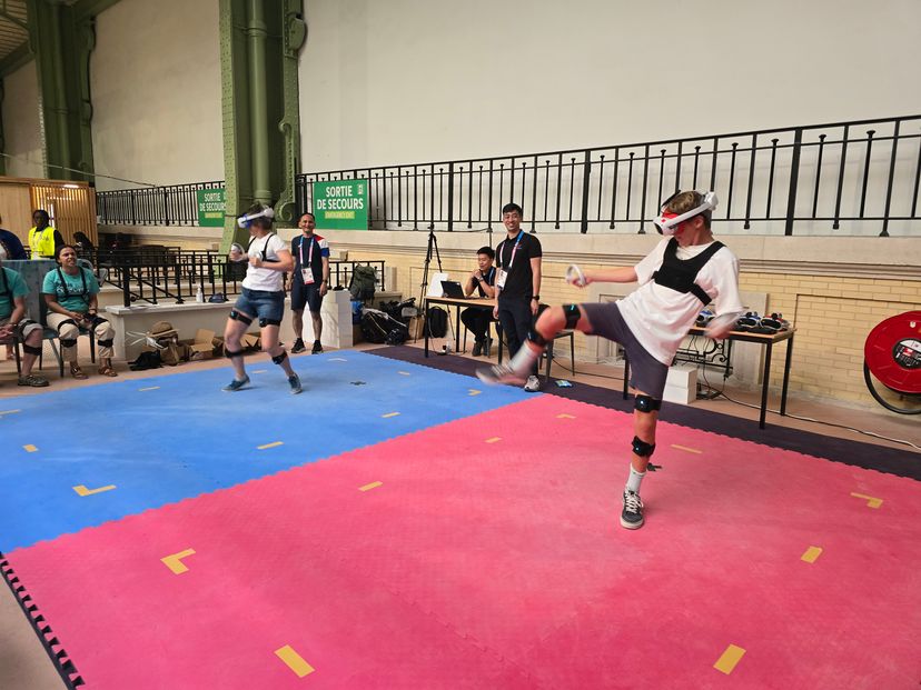 Two participants facing off each other