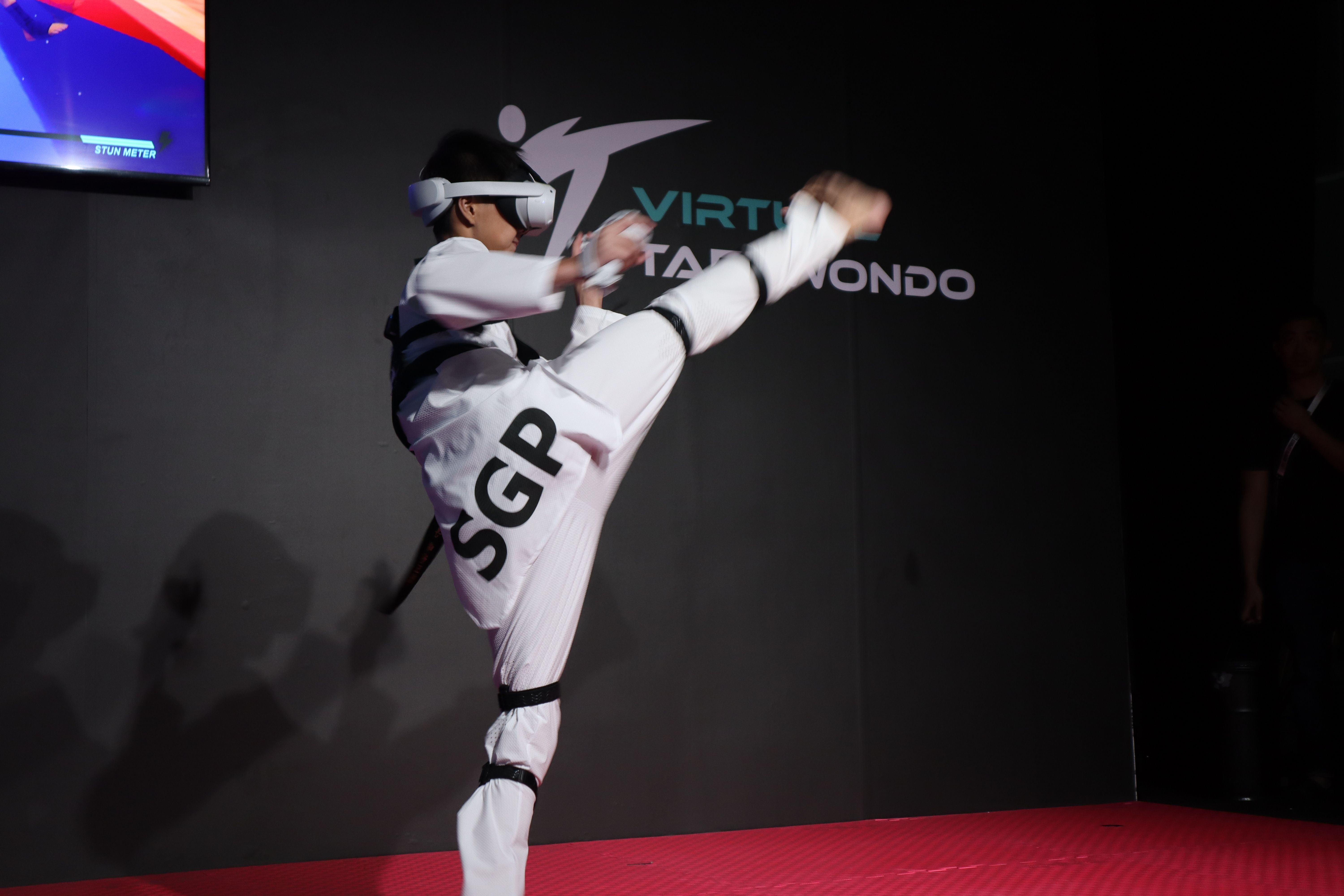 Athelete doing a high kick