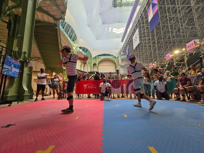 Two participants facing off each other