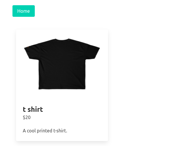 Screenshot of a website with a black t-shirt on it.