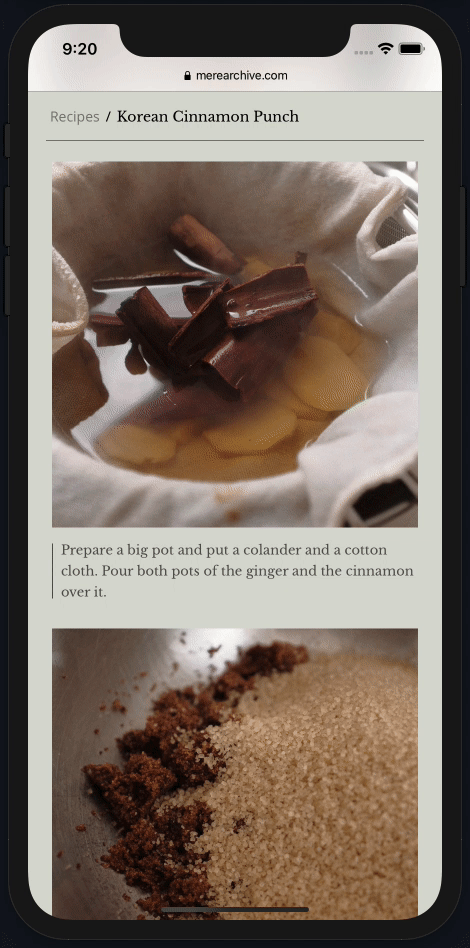 Interactive recipe