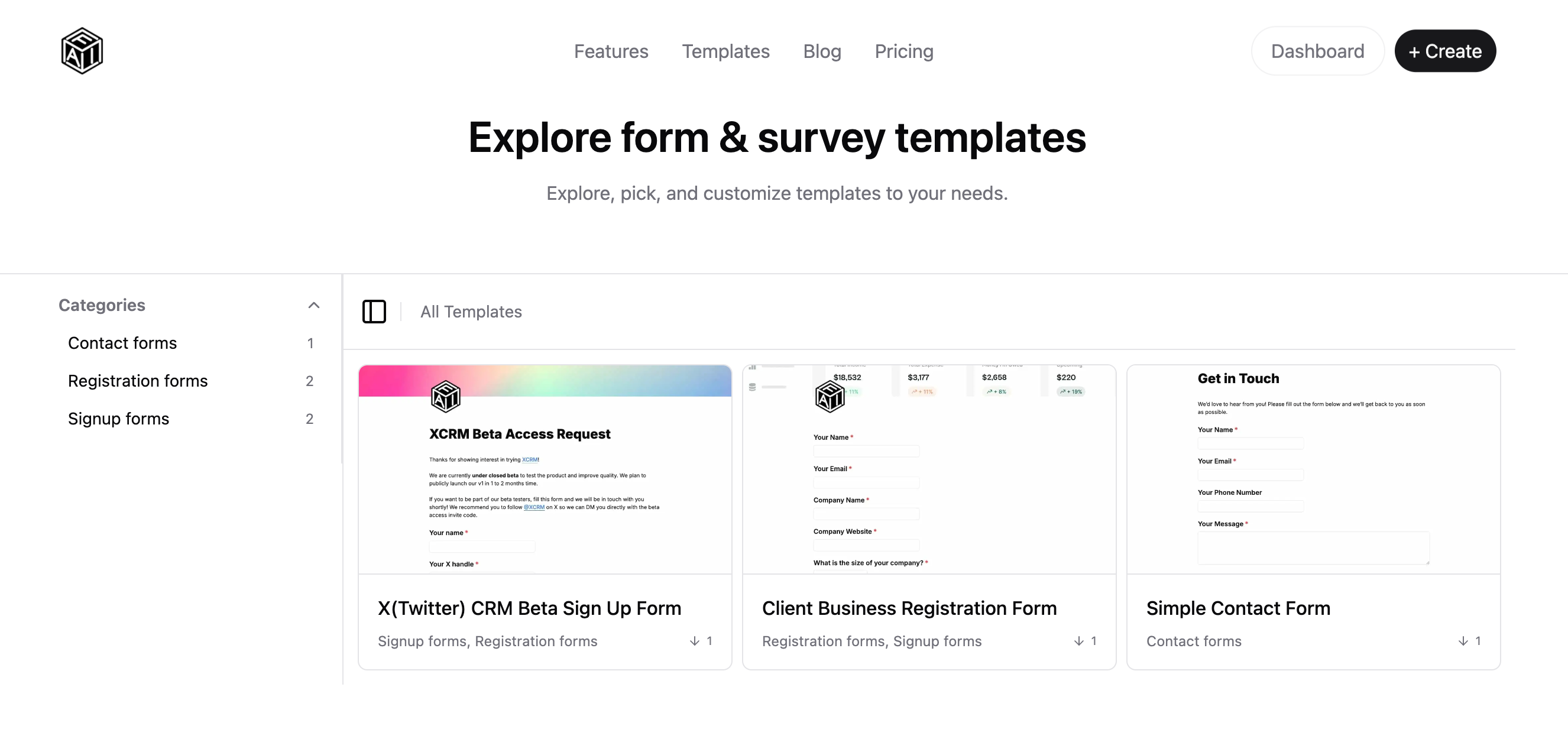 Makeform AI Templates Gallery