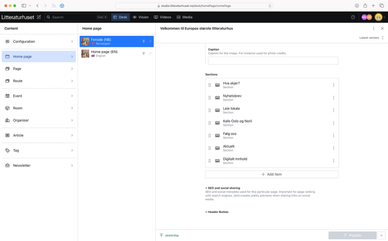 Home page and page are mostly the same document structure. It's very modular.