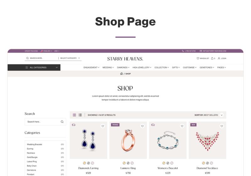 Starry heaven jewelry website template next.js