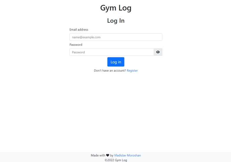 Login page