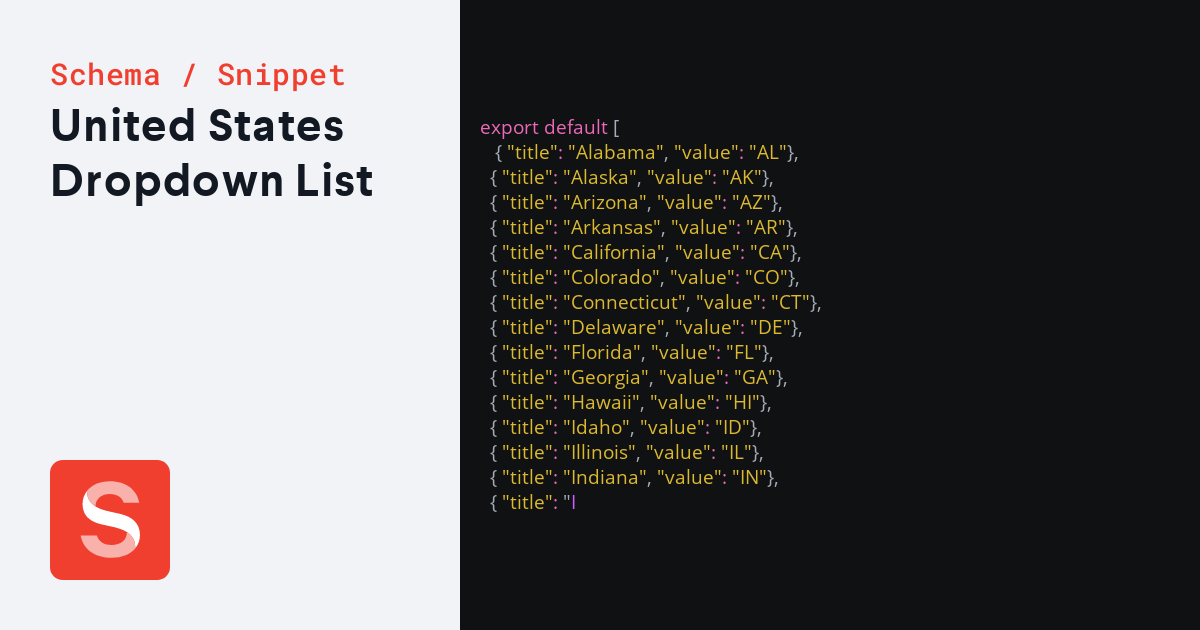 United States Dropdown List Sanity.io schema