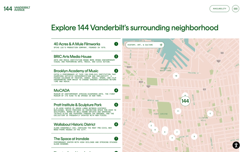 Neighborhood Page with custom interactive neighborhood map