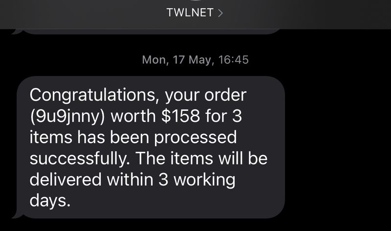 Text message sent via Twilio when 'Checkout' button is clicked