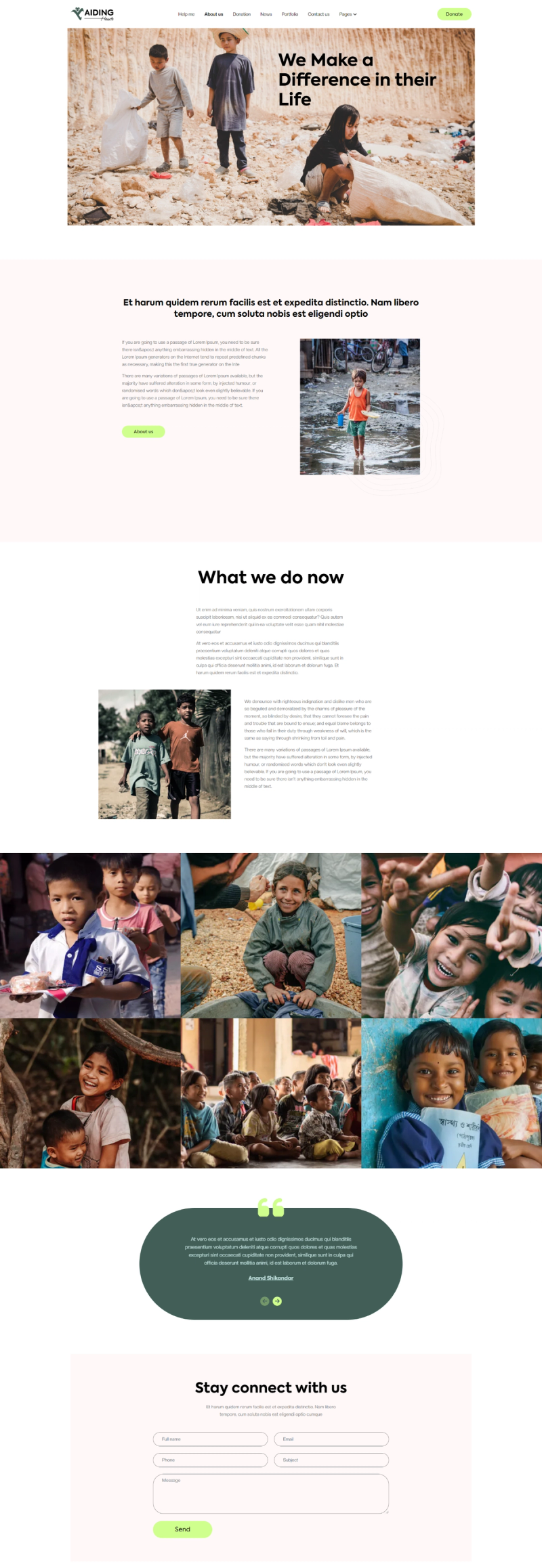 Aiding: donation nonprofit website Next.js template