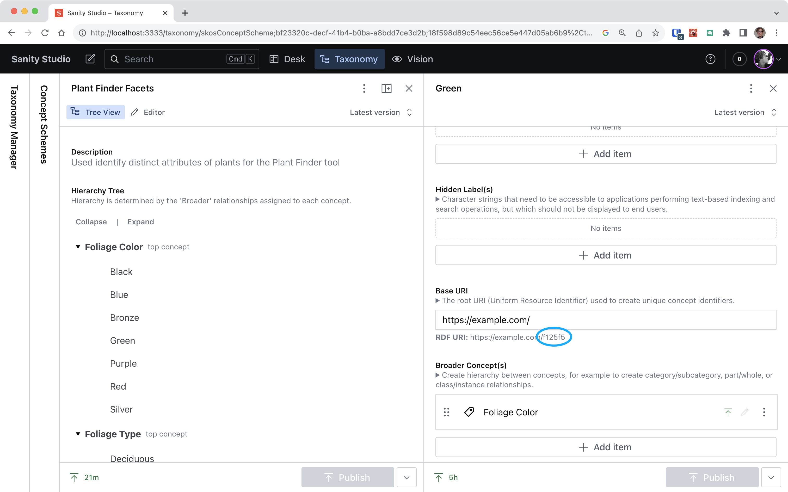 Each concept has a unique ID you can use to query and reference concepts