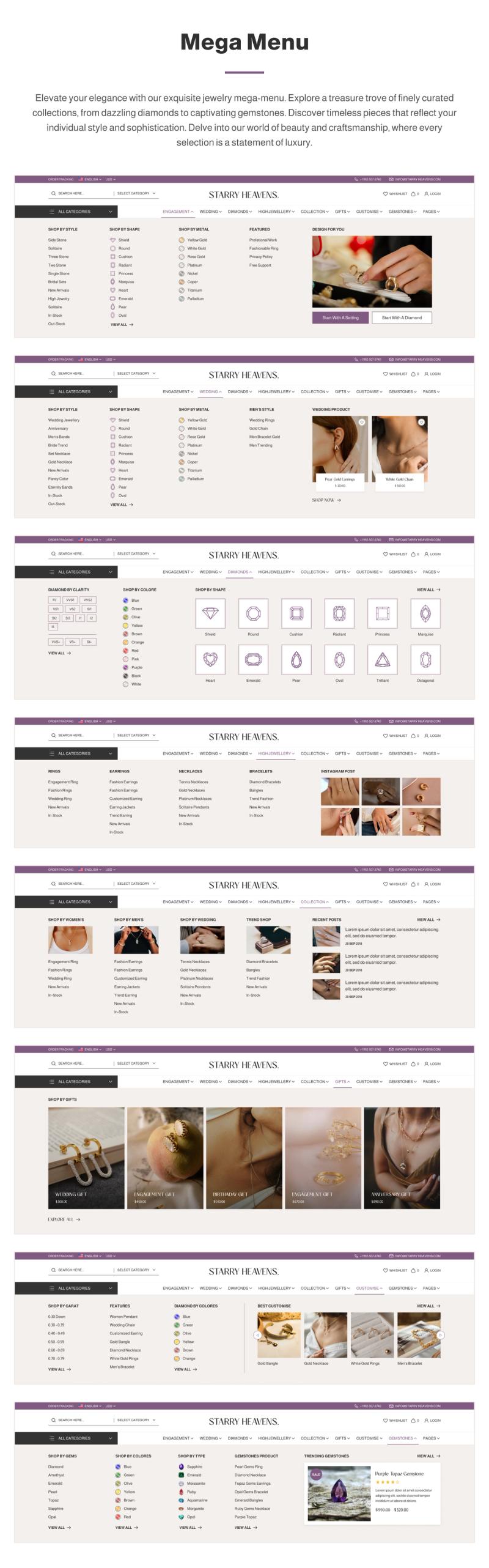 Starry heaven jewelry website template next.js