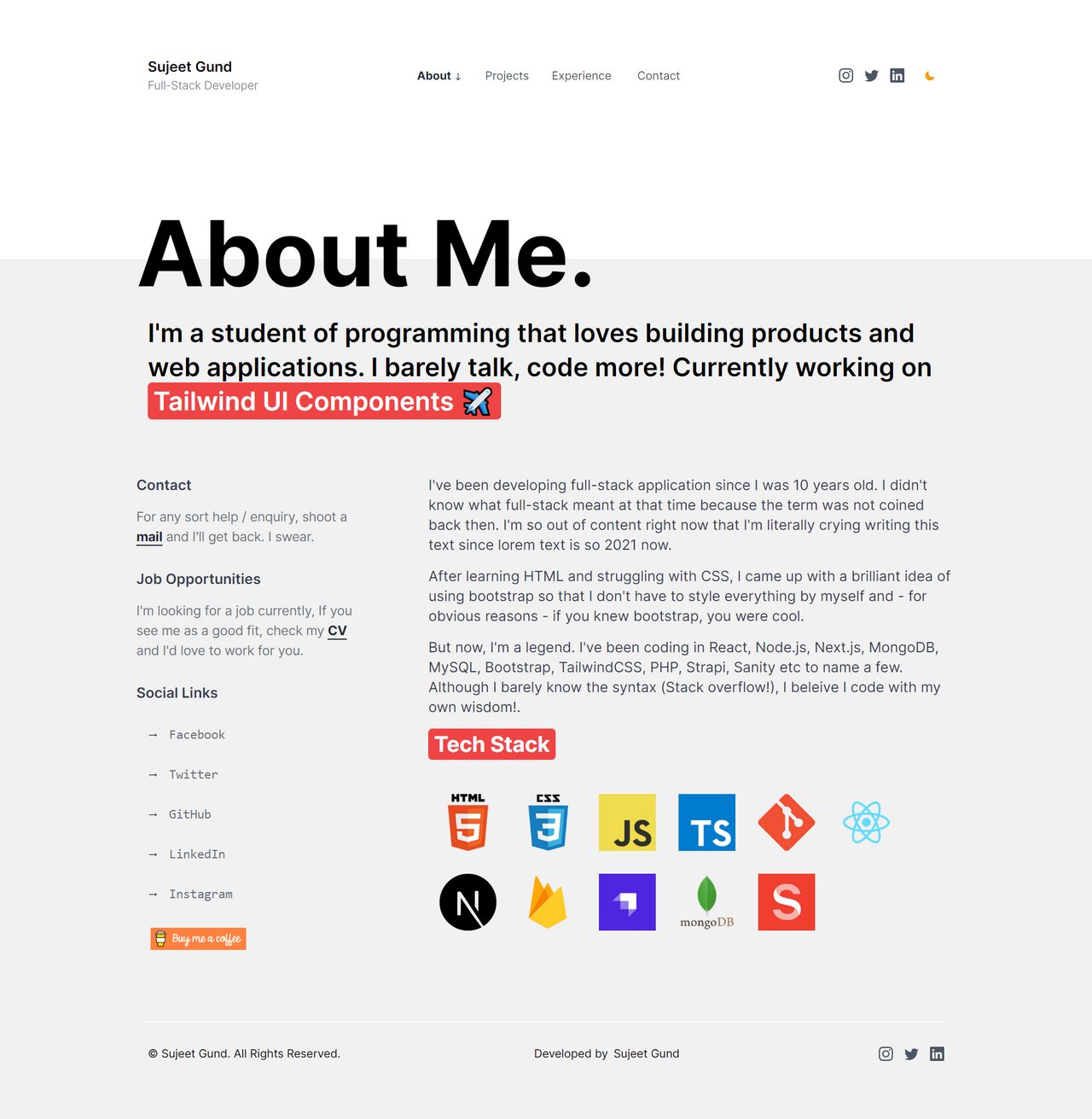 Portfolio Template With Next.JS - made with Sanity.io