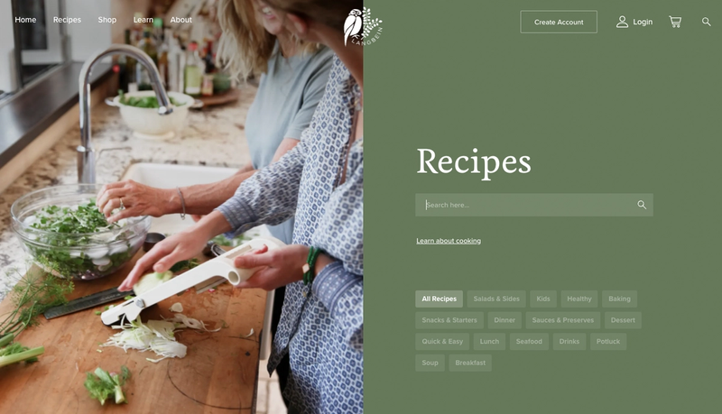 Recipes landing page with Alogolia elastic search