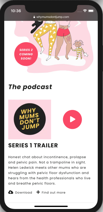 Why Mums Don't Jump homepage mobile screenshot