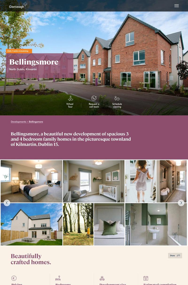 Landing page for a housing development