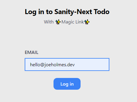 Log into Sanity-Next todo
