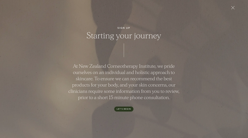 The beginning of the onboarding interface on the NZCI website.