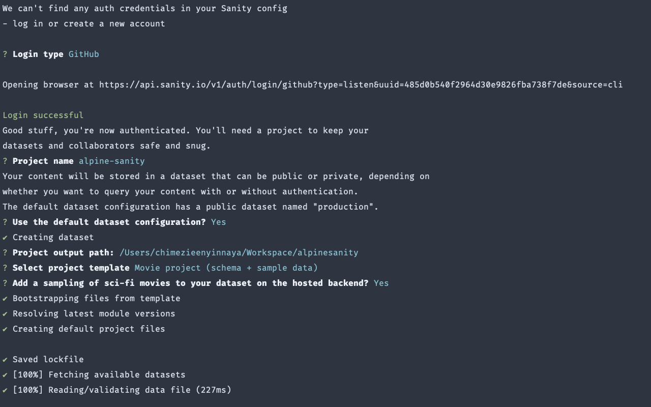 Creating a new project with Sanity CLI