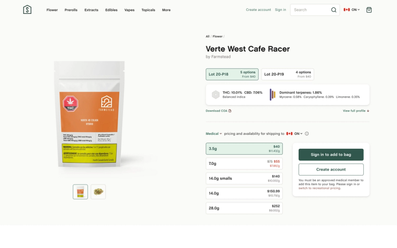 Product details page