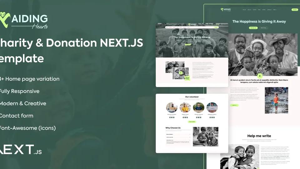 Aiding: donation nonprofit website Next.js template