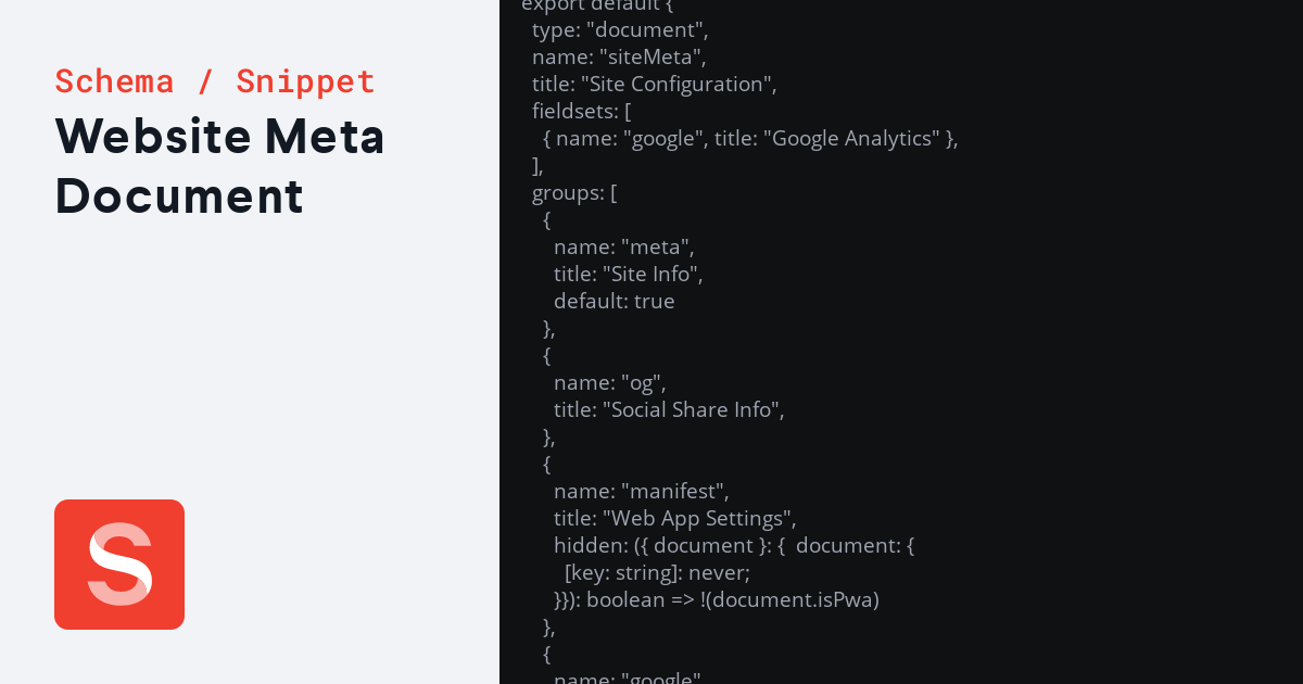 Website Meta Document - Sanity.io Schema