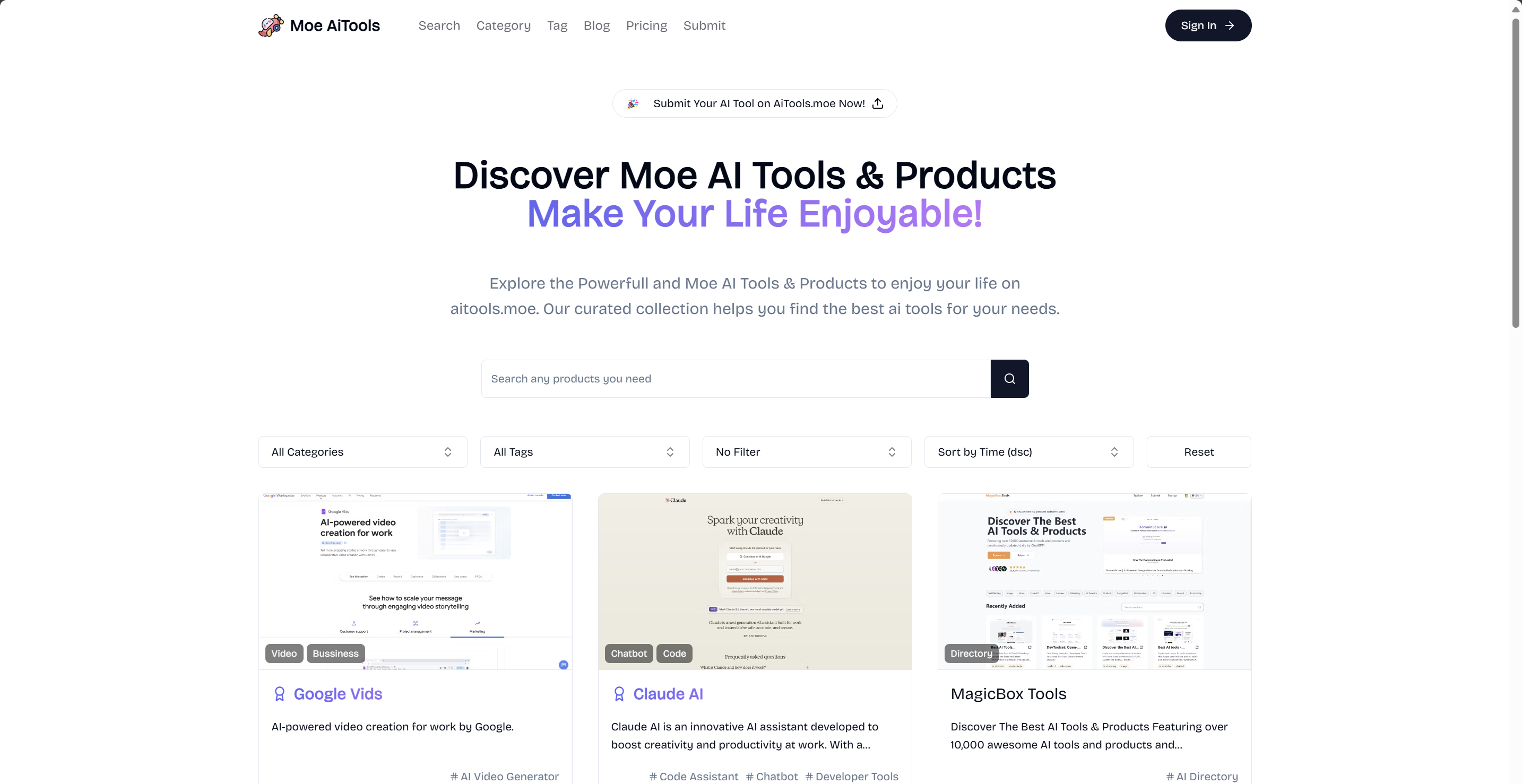 Moe AiTools - made with Sanity.io