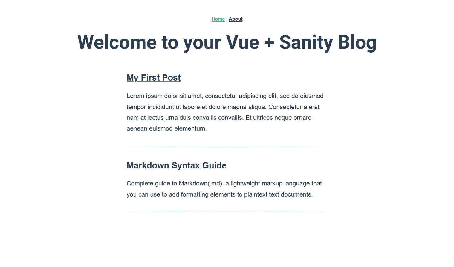 Welcome to your Vue + Sanity Blog
